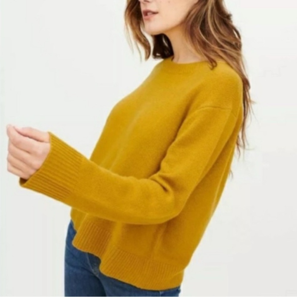 $395 JENNI KAYNE Cashmere Crewneck Sweater - mustard XL